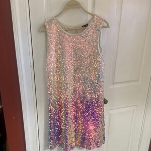 Zunie Sequin Shift Dress in Pink and Teal Ombre size 16 girls NBW